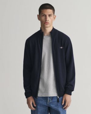 Gant miesten neuletakki, SUPERFINE LAMBSWOOL ZIP CARDIGAN Tummansininen