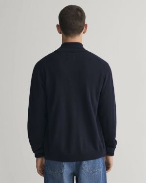 Gant miesten neuletakki, SUPERFINE LAMBSWOOL ZIP CARDIGAN Tummansininen