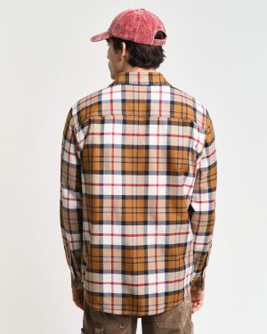 Gant Miesten Paita, HERRINGNBONE CHECK OVERSHIRT Keltainen Ruutu