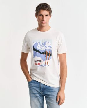 Gant miesten t-paita, SEASONAL GRAPHIC T-SHIRT Luonnonvalkoinen