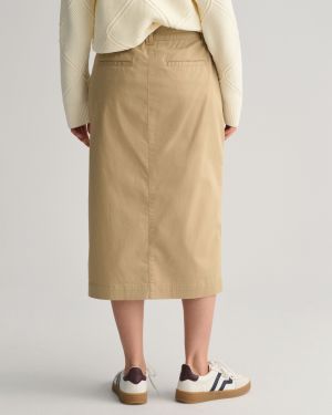 Gant naisten hame, CHINO SLIT SKIRT Vaalea Beige