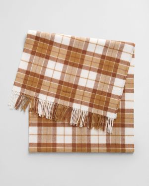 Gant Naisten Huivi, CHECKED WOOL SCARF Beige Ruutu