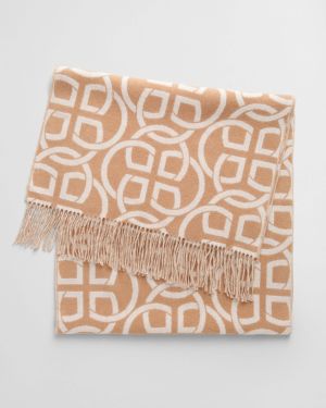 Gant Naisten Huivi, PATTERN WOOL SCARF Beige Kuosi