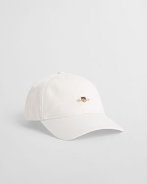 Gant naisten lippis, SHIELD COTTON TWILL CAP Valkoinen