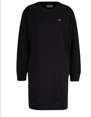 Gant Naisten Mekko, SHIELD C-NECK SWEAT DRESS Musta