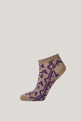 Gant naisten nilkkasukat, MONOGRAM INTARSIA ANKLE SOCKS Beige Kuosi