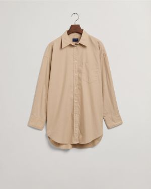 Gant Naisten Paitapusero, OS OXFORD SHIRT Beige