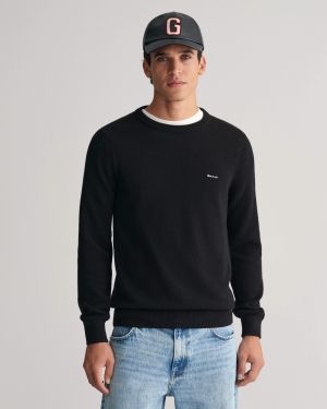 Gant neule, COTTON PIQUE C-NECK Musta