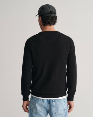 Gant neule, COTTON PIQUE C-NECK Musta