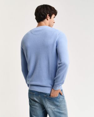 Gant neule, COTTON PIQUE C-NECK Vaaleansininen