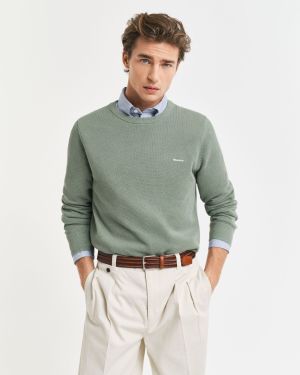 Gant neule, COTTON PIQUE C-NECK Vihreä