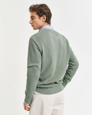 Gant neule, COTTON PIQUE C-NECK Vihreä