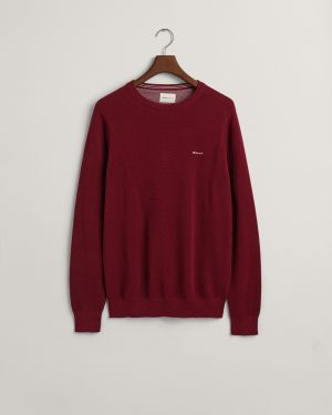 Gant neule, COTTON PIQUE C-NECK Viininpunainen