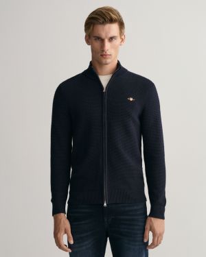 Gant neuletakki,COTTON TEXTURE ZIP CARDIGAN Tummansininen