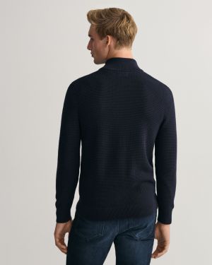 Gant neuletakki,COTTON TEXTURE ZIP CARDIGAN Tummansininen