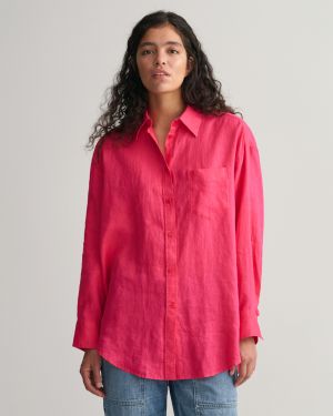 Gant pellavapaita, OS LINEN SHIRT Pinkki