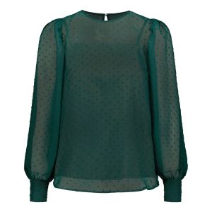 Gauhar Helsinki pusero, TULLE SLEEVE SHIRT BOTTLE GREEN Tummanvihreä