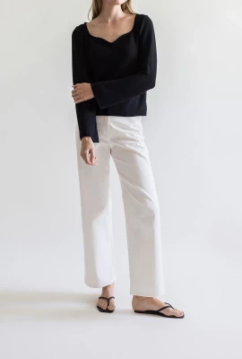 Gauhar naisten housut, COTTON TROUSERS WIDE Valkoinen