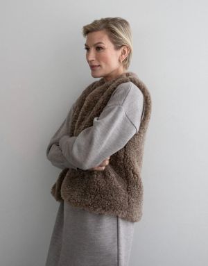 Gauhar Naisten Liivi, FAUX FUR VEST TAUPE Hiekka