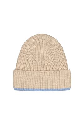 Gauhar Naisten Merinovillapipo, MERINO BEANIE OATMEAL AND BLUE Beige