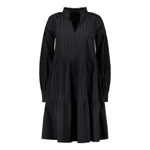 Gauhar Naisten Pitkähihainen Mekko, LONG SLEEVE RUFFLED DRESS Musta