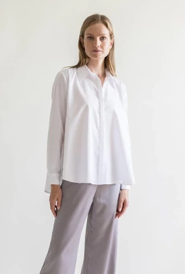 Gauhar Naisten Pusero, CLASSIC COTTON SHIRT Valkoinen