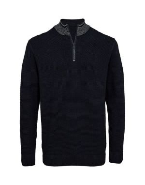 Gino marcello Miesten Neulepusero, K 1/4 ZIP MODERN FIT Tummansininen