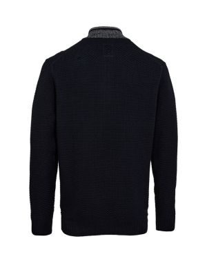 Gino marcello Miesten Neulepusero, K 1/4 ZIP MODERN FIT Tummansininen