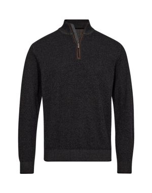 Gino marcello Miesten Neulepusero, K HALF ZIP MODERN FIT Musta