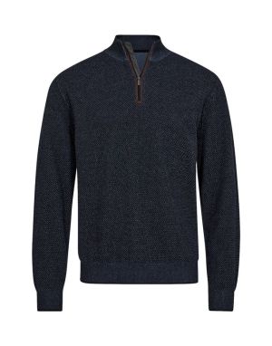 Gino marcello Miesten Neulepusero, K HALF ZIP MODERN FIT Tummansininen