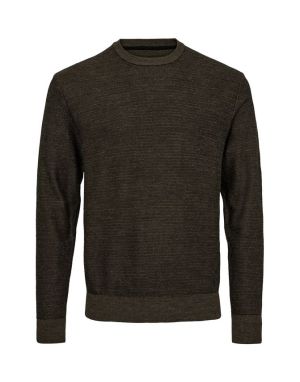 Gino marcello Miesten Neulepusero, K O-NECK WOOL MODERN FIT Kaakaonruskea