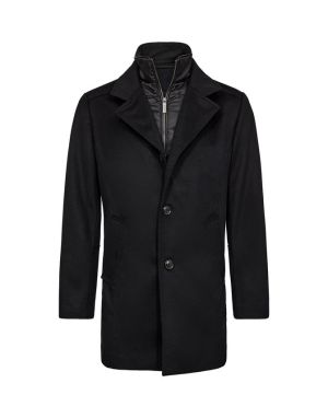 Gino marcello Miesten Villakangastakki, K 150481 WOOLEN COAT CASHMERE TOUCH Musta