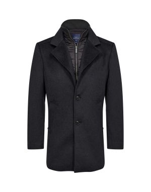 Gino marcello Miesten Villakangastakki, K 150481 WOOLEN COAT CASHMERE TOUCH Tummanharmaa