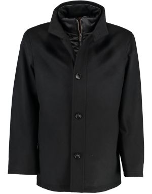 Gino marcello Miesten Villakangastakki, K BLACK BLUE WOOL COAT  Musta