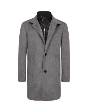 Gino marcello Miesten Villakangastakki, K GINO MARCELLO WOOL COAT Vaaleanharmaa