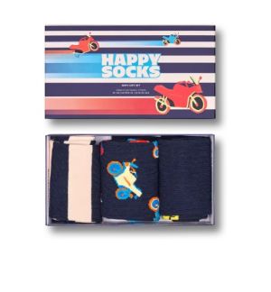 Happy Socks miesten sukat, 3-PACK NAVY GIFT SET Monivärinen Kuosi