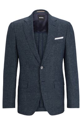 Hugo Boss Miesten Bleiseri, H-HUTSON LINEN WOOL BLAZER Tummansininen