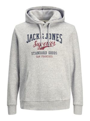 Jack and Jones Miesten Huppari, JJELOGO SWEAT HOOD Vaaleanharmaa