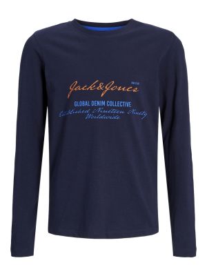 Jack and jones junior trikoopaita, JJGREAT B2S LOGO TEE LS Tummansininen