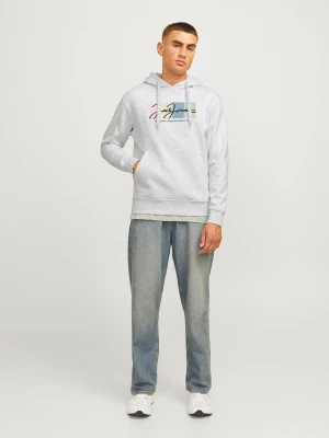 Jack and Jones miesten huppari, JORPORTLAND BLOCK SWEAT HOOD LN Vaaleanharmaa