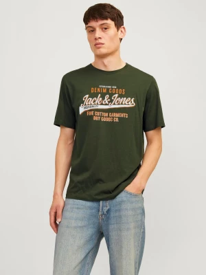 Jack and Jones Miesten T-paita, LOGO TEE SS O-NECK Kombu Green