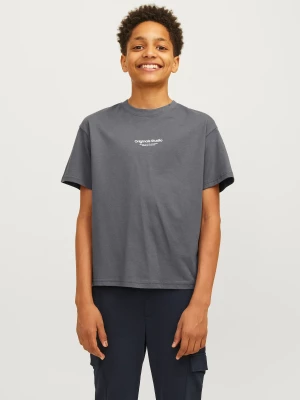 JACK&JONES JUNIOR lasten t-paita, JORVESTERBRO TEE SS CREW NECK Tummanharmaa