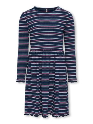 Kids Only lasten mekko, KOGSALLY LS O-NECK GLITTER DRESS Raidallinen Sininen