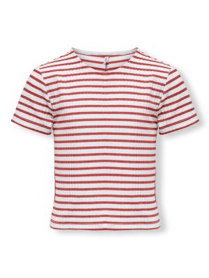 Kids Only Lasten T-paita, KOGNELLA STRIPED SS O-NECK TOP Raidallinen Punainen