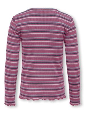 Kids Only lasten t-paita, KOGSALLY LS O-NECK GLITTER TOP Raidallinen Pinkki