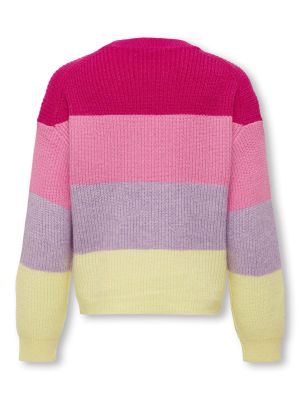 Kids Only Tyttöjen Raidallinen Neulepusero, KOGSANDY LS STRIPE PULLOVER Raidallinen Pinkki