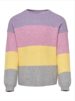 Kids Only Tyttöjen Raidallinen Neulepusero, KOGSANDY LS STRIPE PULLOVER Raidallinen Vaaleanpunainen