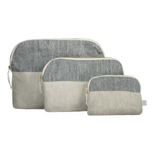 Gauhar Helsinki Kosmetiikkapussi COSMETIC BAG LINEN BEIGE/GREY M Beige Kuosi