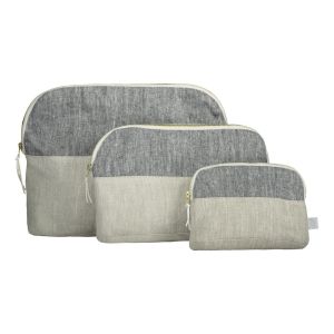 Gauhar Helsinki Kosmetiikkapussi COSMETIC BAG LINEN BEIGE/GREY S Beige Kuosi