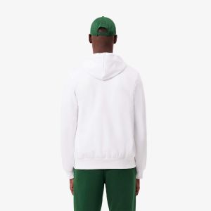 Lacoste Miesten Huppari, LACOSTE REGULAR FIT BRUSHED ZIPPERED Valkoinen